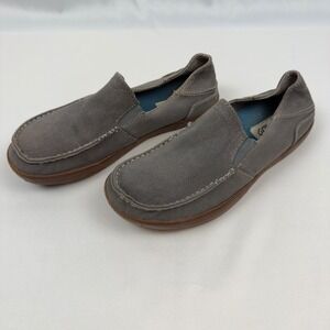 OluKai Puhalu Canvas Slip On Shoes US M 8 EUR‎ 41 Gray Loafers
